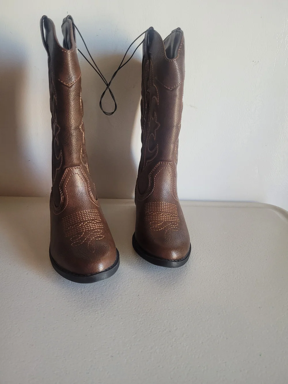 Cat & Jack Kids Girls Side Zipper Brown Cowgirl Western Boots - Size 13
